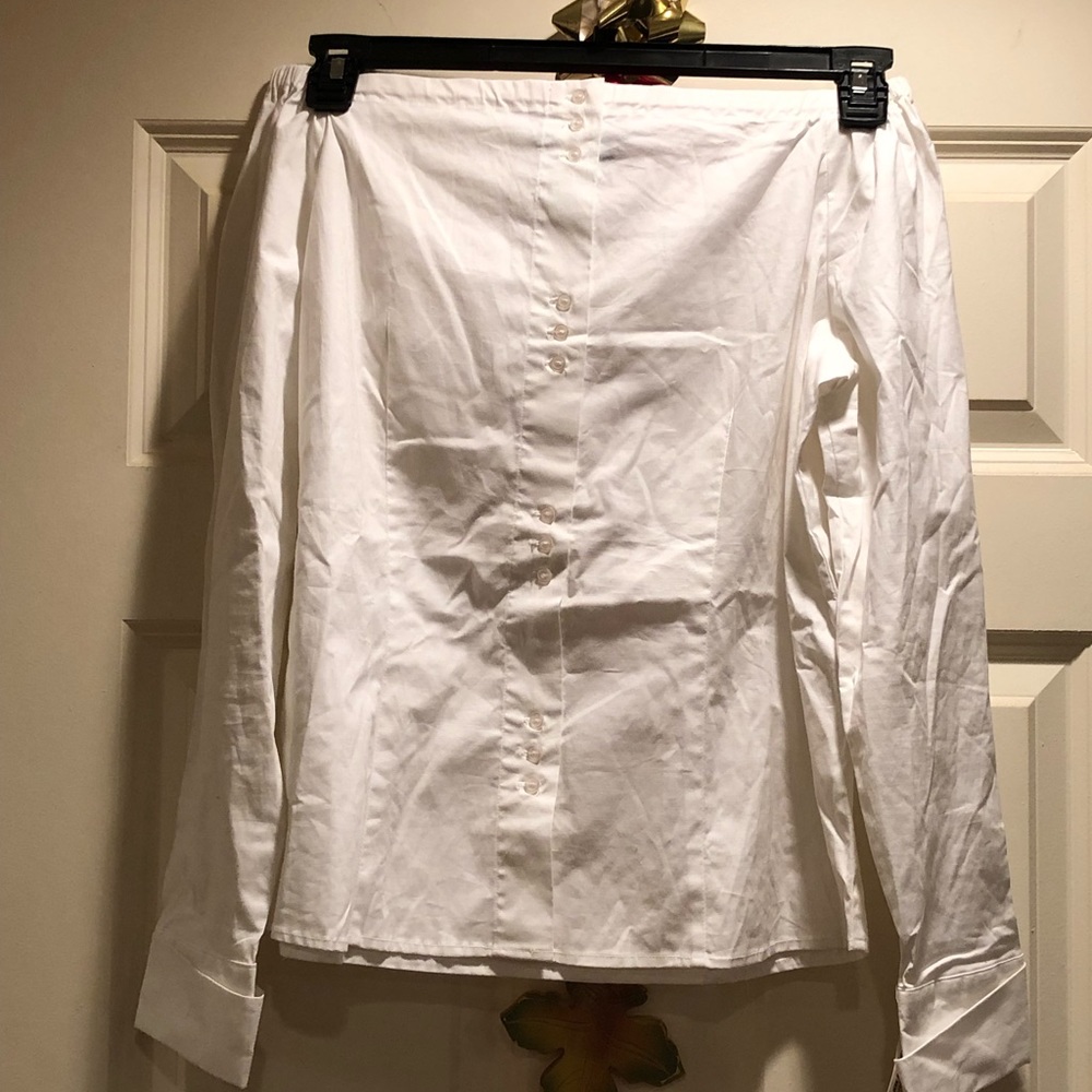 NWT - white off shoulder button front top